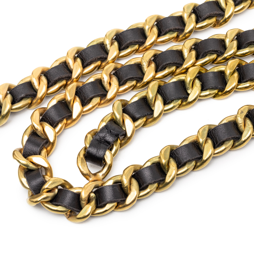 Pre-Loved Chanel Gold Plated CC Leather Woven Medallion Chain Belt - Picture 5 of 5